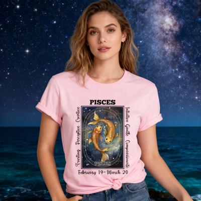 Pisces Womens Shirt Zodiac High Quality Pisces Tshirt Gift Fashion Casual Zodiac Astrology Pisces Birthday Gift Tee Tops