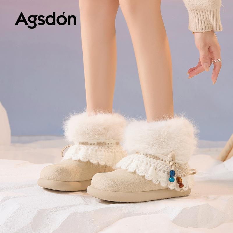 Augustine Fleece Thickened Snow Boots Women's 2025 New Winter One-pedal Fluffy Cotton Shoes Fashion Short Boots
