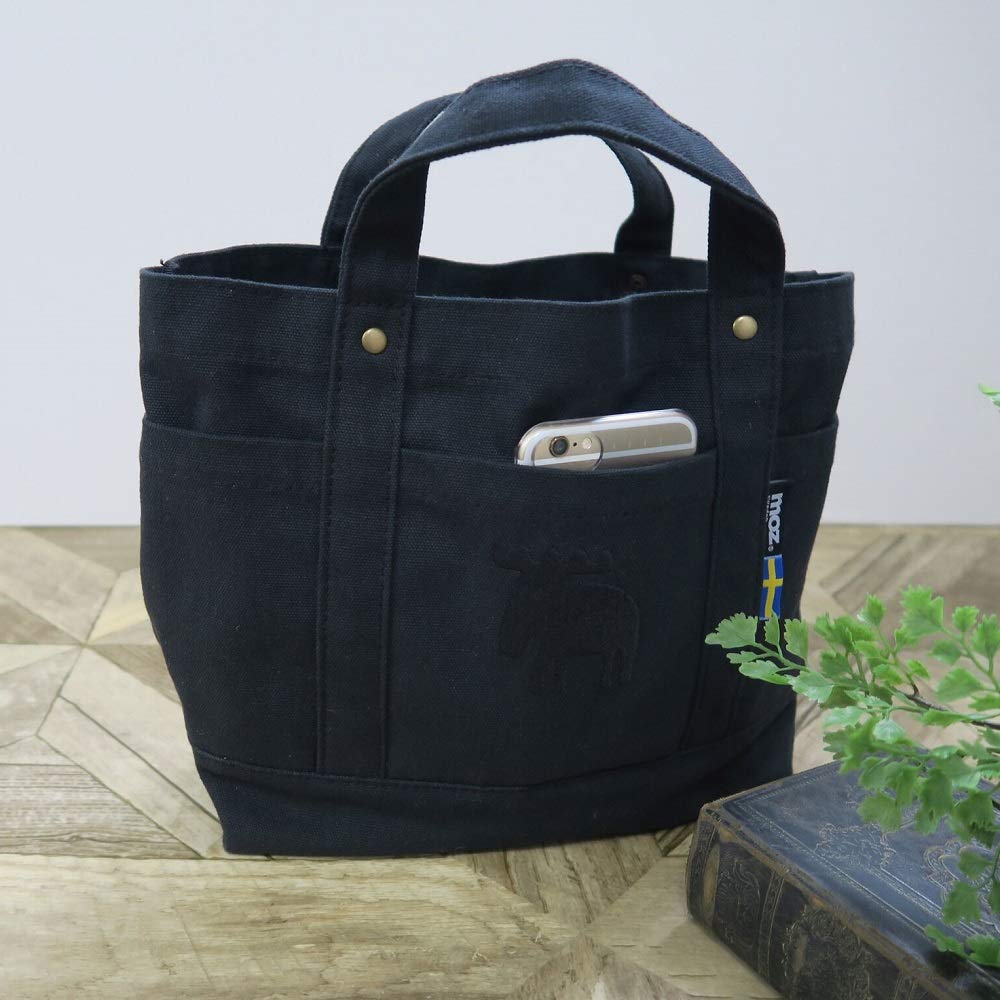 FARG & FORM Stylish Canvas Tote Bag by moz, Black, Medium