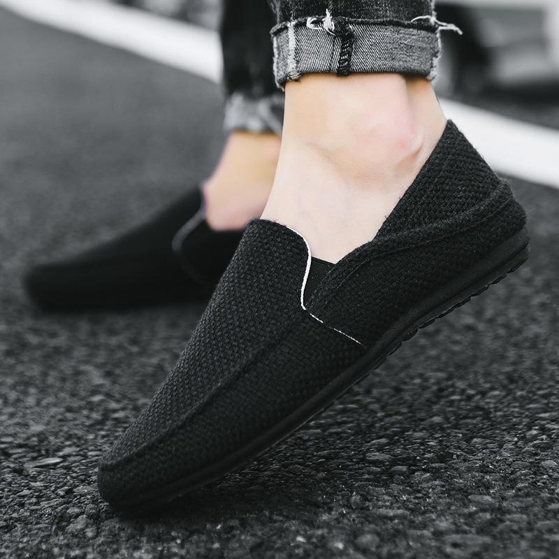 Men Shoes Breathable Linen Shoes Fashion Soft Sole Flat Shoes Non-slip Driving Casual Shoe Loafers Outdoor Slip on Men Slippers