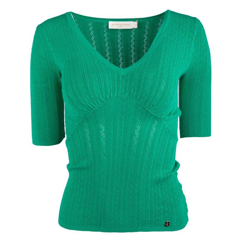 Feinstrick-Kurzarmoberteil mit tiefem Ausschnitt Lila Damen LA PETITE ETOILE