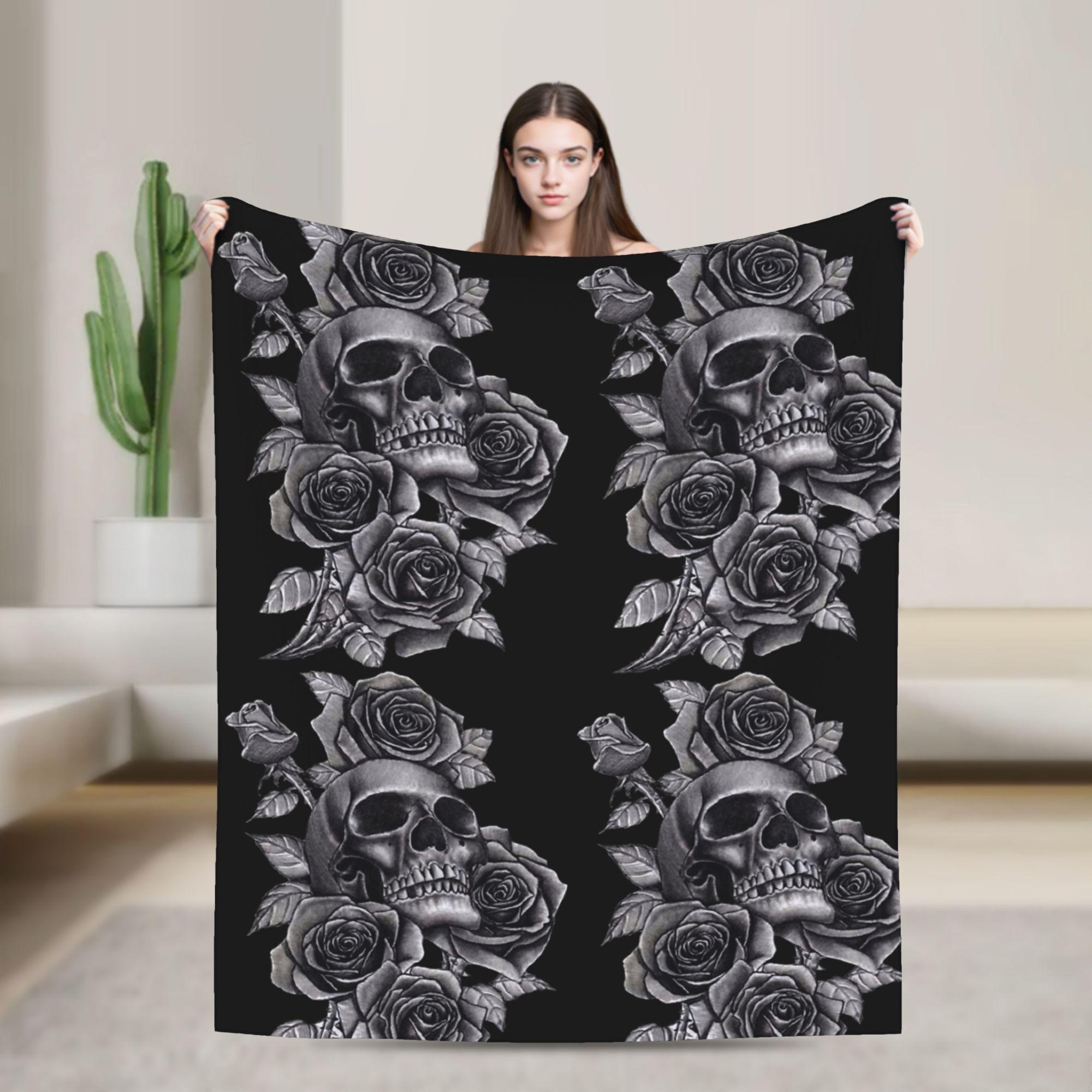 

Skull Retro Blanket Quality Warm Throw Blanket Winter Students Home Decor Print Bedspread 30x40in