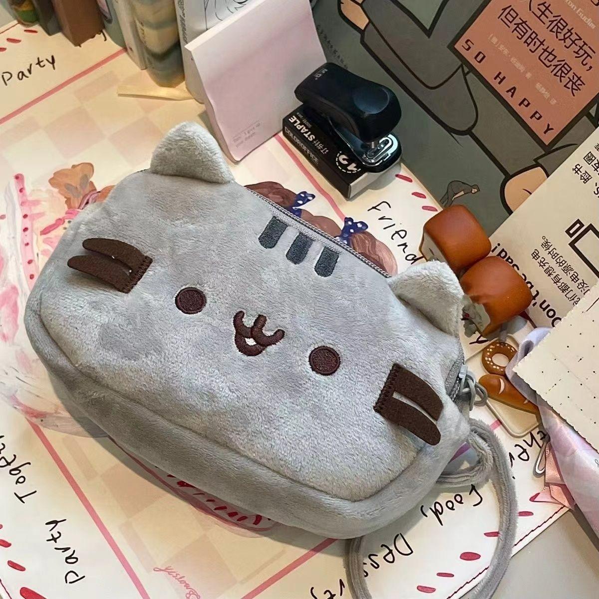 

Cute fat cat snooze cat gray cat plush pencil case large capacity student statiery desktop storage bag