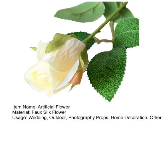 2 Pcs Artificial Rose Flowers Long Stem Fake Silk Rose Bud with Leaves for DIY Wedding Bouquet Table Centerpiece Home Decor