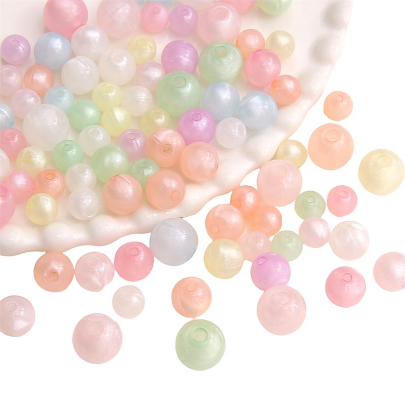 20-50pcs/bag Acrylic Luminous Round Beads DIY Bracelet Necklace Earrings Jewelry Accessories
