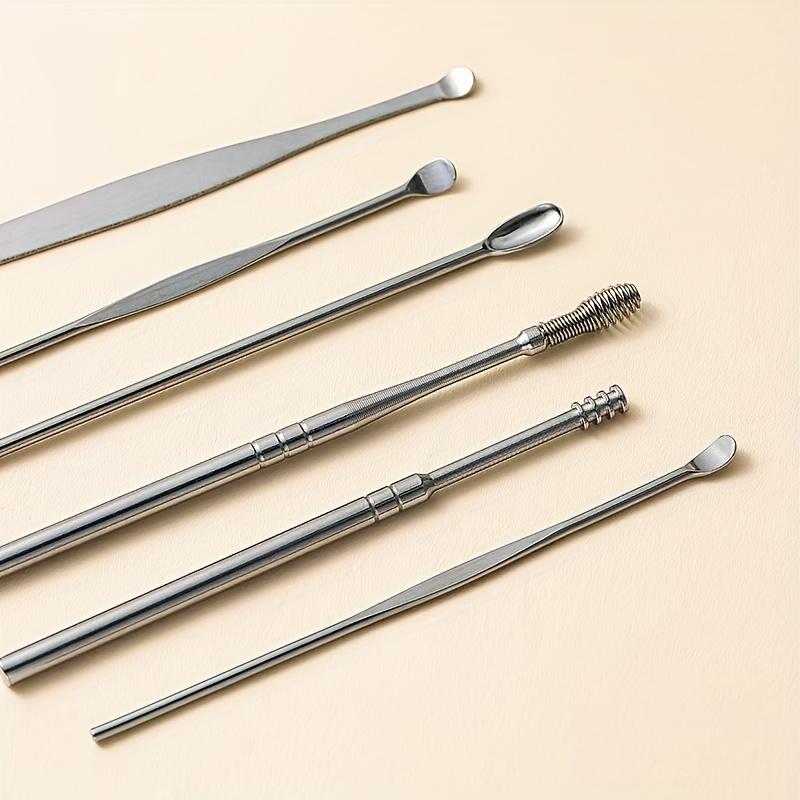 6pcs/Set Stainless Steel Cleaning Ear Tools, Portable Travel-Friendly Cleaning Ear Spoon, Manual Cleaning Ear Tool Set