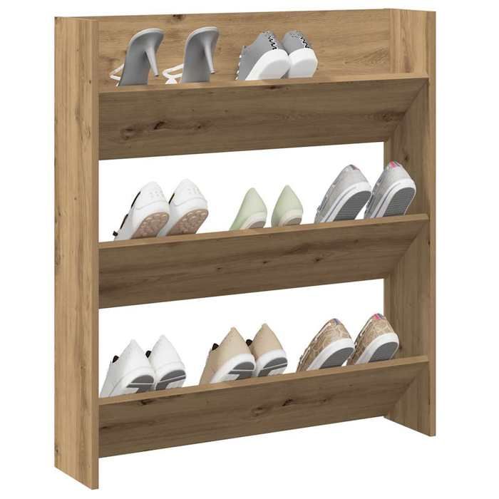 VidaXL Armoire à chaussures murale chêne artisanal bois d'ingénierie, étagère à chaussures, rangement à chaussures, support 856545