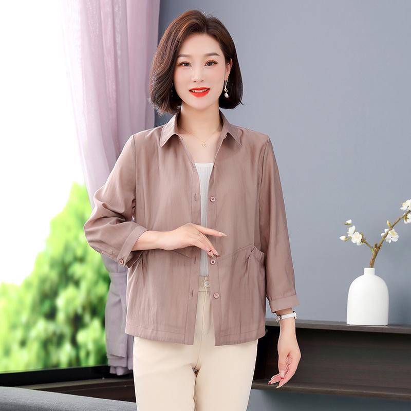 Tencel Spring Elegant Casual Lapel Shirt Jacket - Stylish, Versatile, Loose Fit for Women