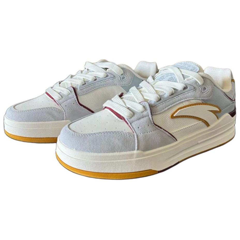 New Anta Street Play Series Slip Resistant And Breathable Low Top Skateboard Shoes Men's White Gray Yellow 112438052-6