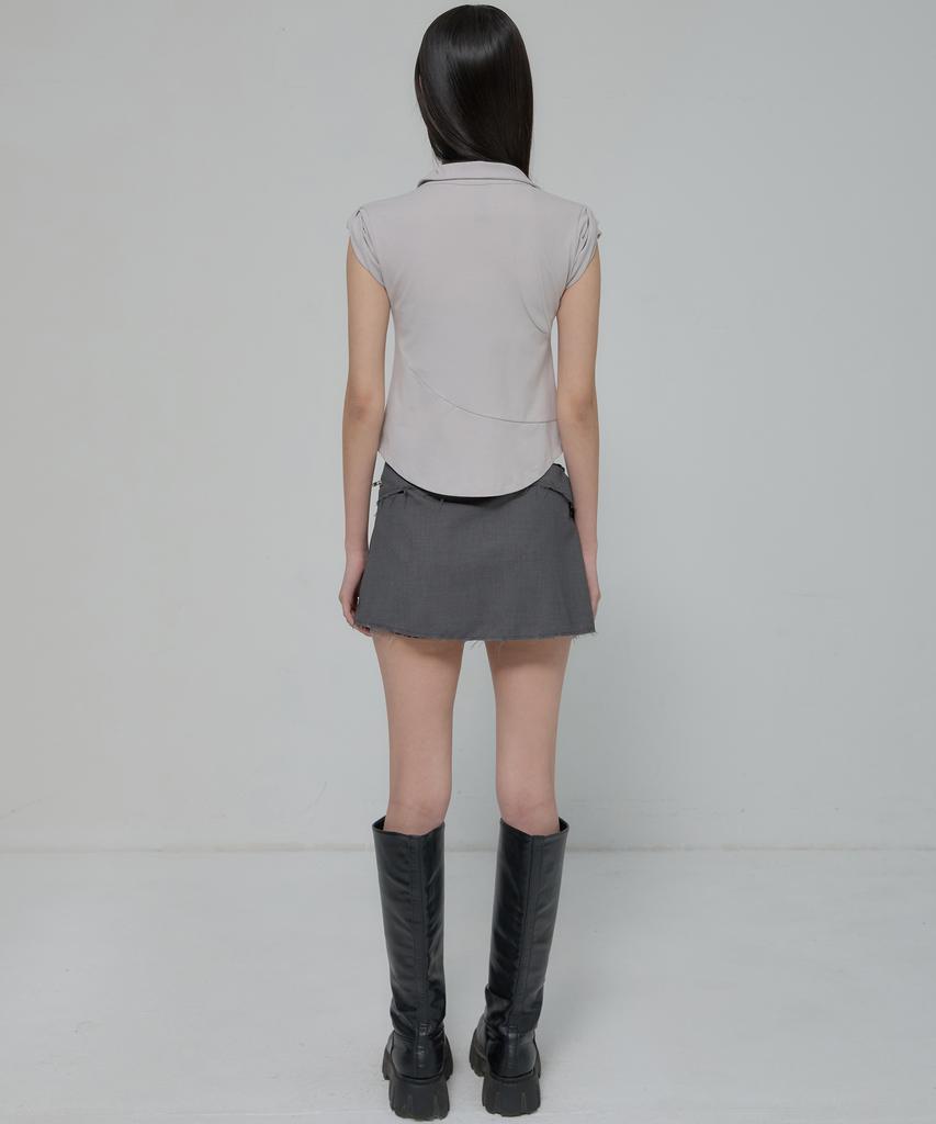 Peulleeoeob Paneled Half Shirts (Fl-123_Gray)