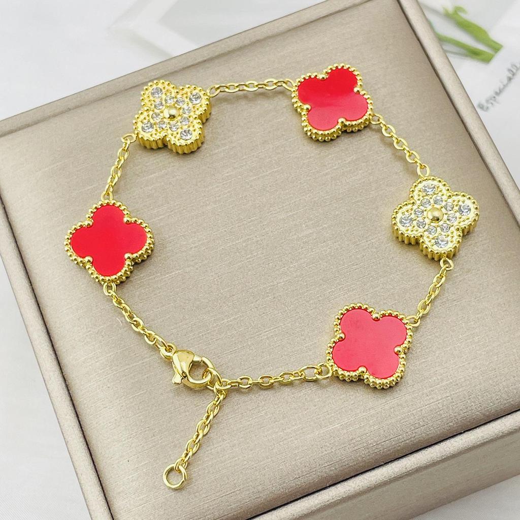 Boutique 15MM Large Four-leaf Clover Bracelet Black and White High-grade Fashion Net Red Bracelet