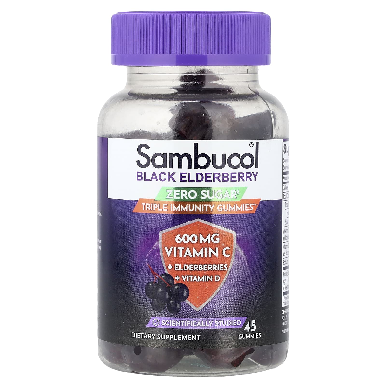 

Sambucol, Black Elderberry, Sugar-Free, Triple Immunity Gummies, 45 Gummies