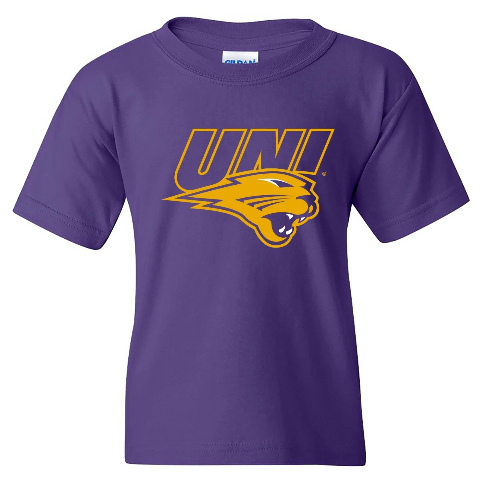 Northern Iowa Panthers Primary Logo - University College Youth T-Shirt - Purple XL