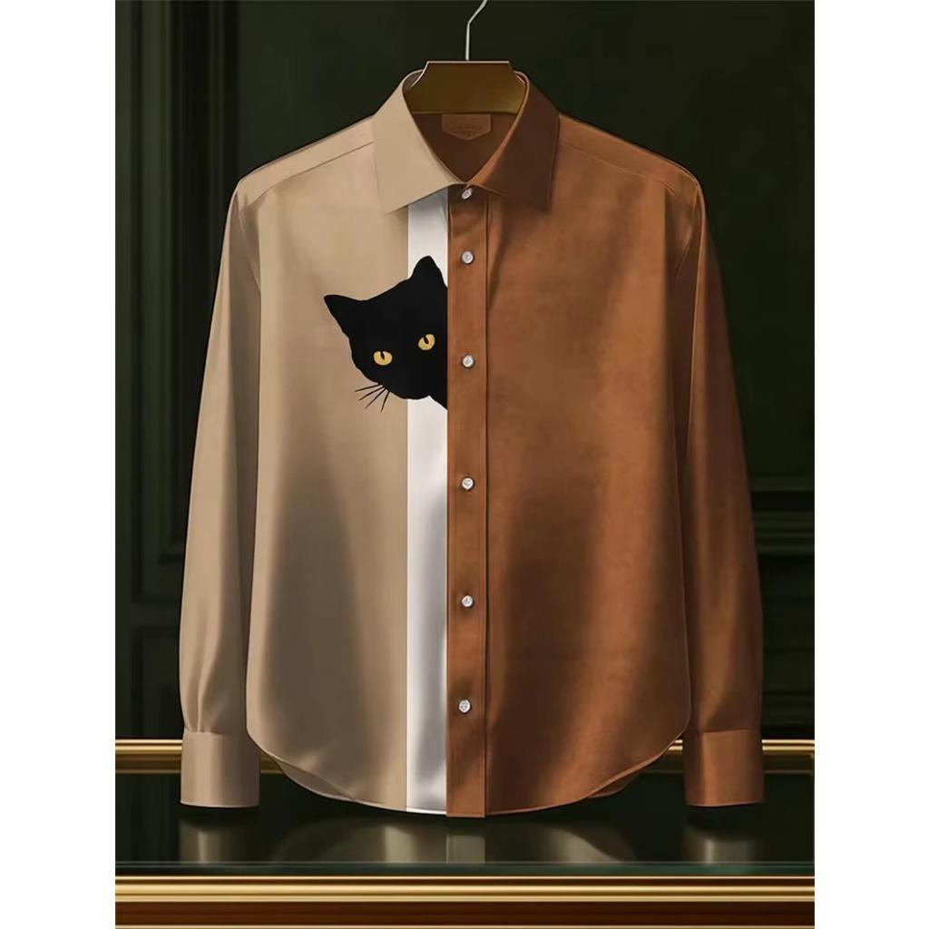 Men Clothes Fashion Long Sleeve 3D Digital Print Shirt