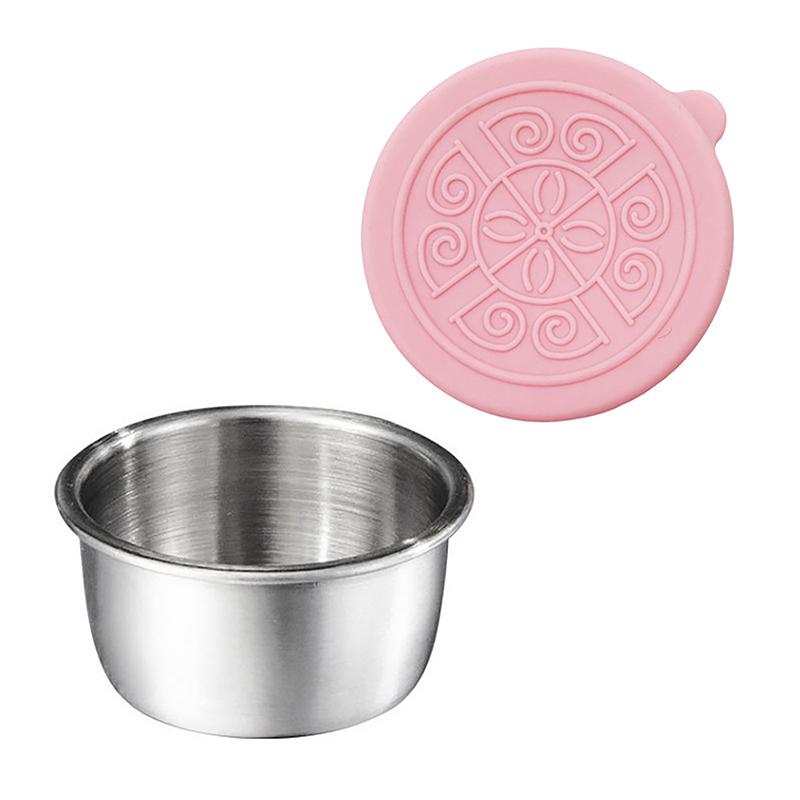 

1 шт. Контейнер для заправки салата с многоразовой чашкой из нержавеющей стали объемом 1,35 унции/40 мл и герметичными силиконовыми крышками для ланч-бокса и пикника розовый