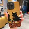 Black Cat Enjoys Wine Phone Case Suitable for iPhone 17, 16, 15, 14, 13, 12, 11 Pro/Max/Plus Anti Drop and Anti Shock Back Cover
