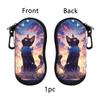 Cute Cat Soft Eyeglasses Case Cute Ultra Light Neoprene Sunglasses Case With Belt Clip,Soft Reading Glasses Case Women Men