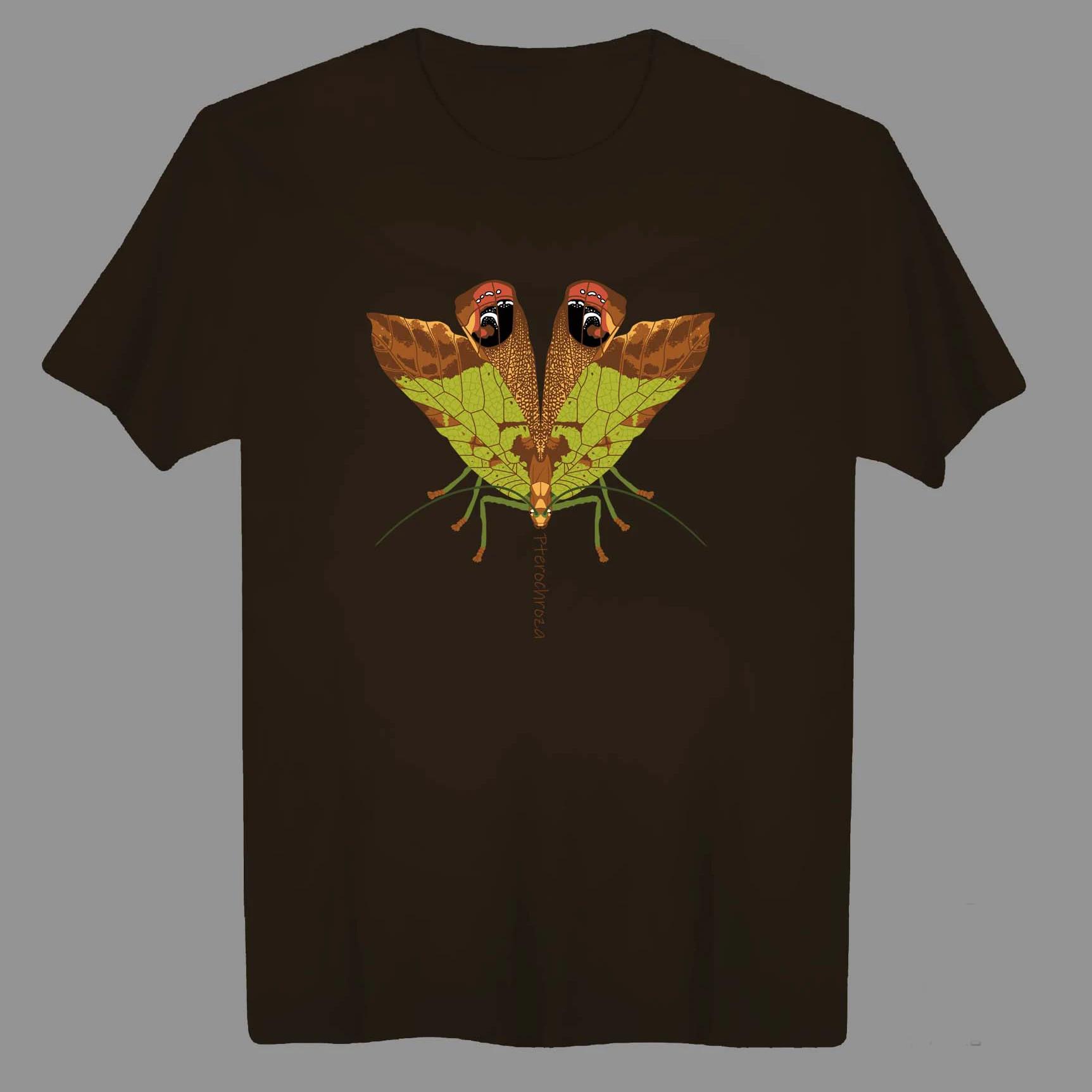 

Pterochroza Ocellata Peacock Katydid Insect Lovers Gifts T Shirt. New 100% Cotton Short Sleeve O-Neck T-shirt Casual Mens Top... S разноцветный