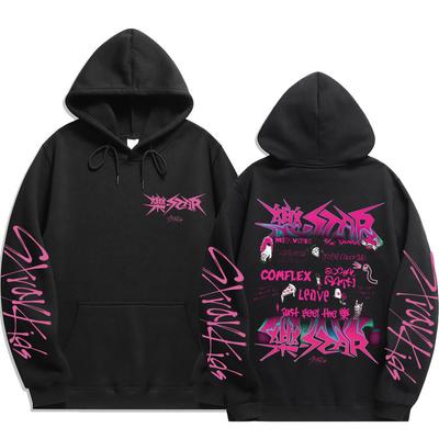 Sweat à capuche Pullover Stray Kids Face avant Titres de chansons Icônes Logo Dégradé Gouttant Capuche à cordon Taille oversize Unisexe K‑Pop Streetwear Merch pour fans