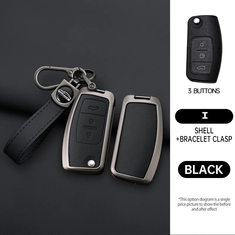 Car Flip Folding Key Case Cover Shell For Ford Focus 2 3 Ecosport C-Max S-Max Ka Mondeo Kuga Galaxy Fiesta Keychain Accessories