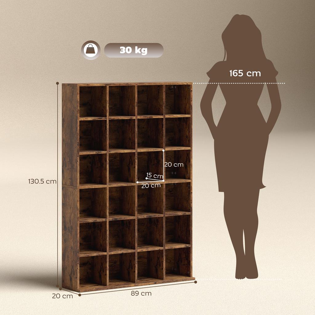 Mobile porta CD con ripiani regolabili, 89 x 130,5 cm, Marrone Rustico