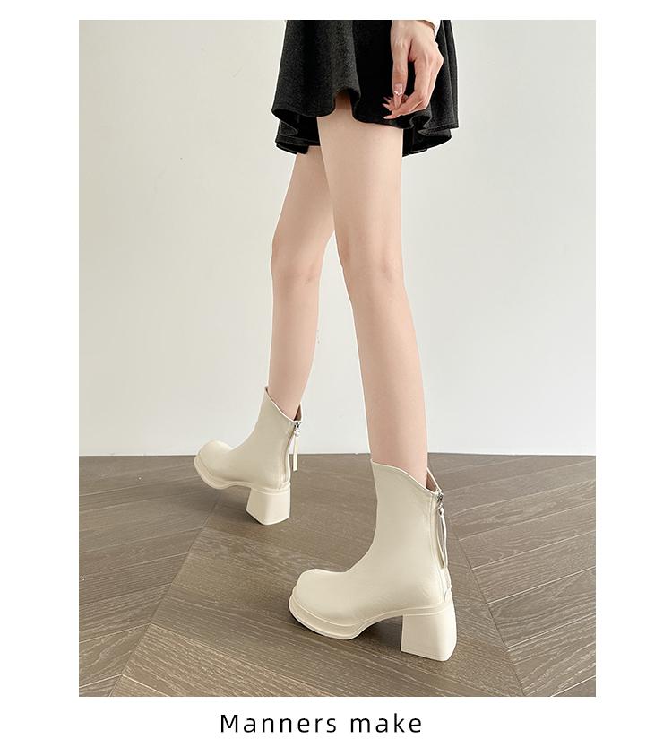 Fashion High-heeled Ankle Boots for Women 2025 New Autumn and Winter, Round-toed, Thick-heeled Versatile Fashion Boots for Outerwear