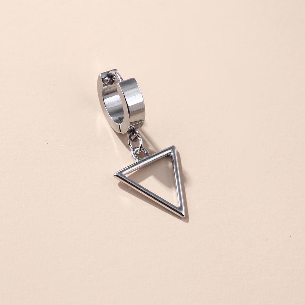 Simple Stainless Steel Hip-Hop Punk Lightning Feather Pendant Earrings Cross Earrings Men and Women Titanium Steel Earrings Ambience Back To School
