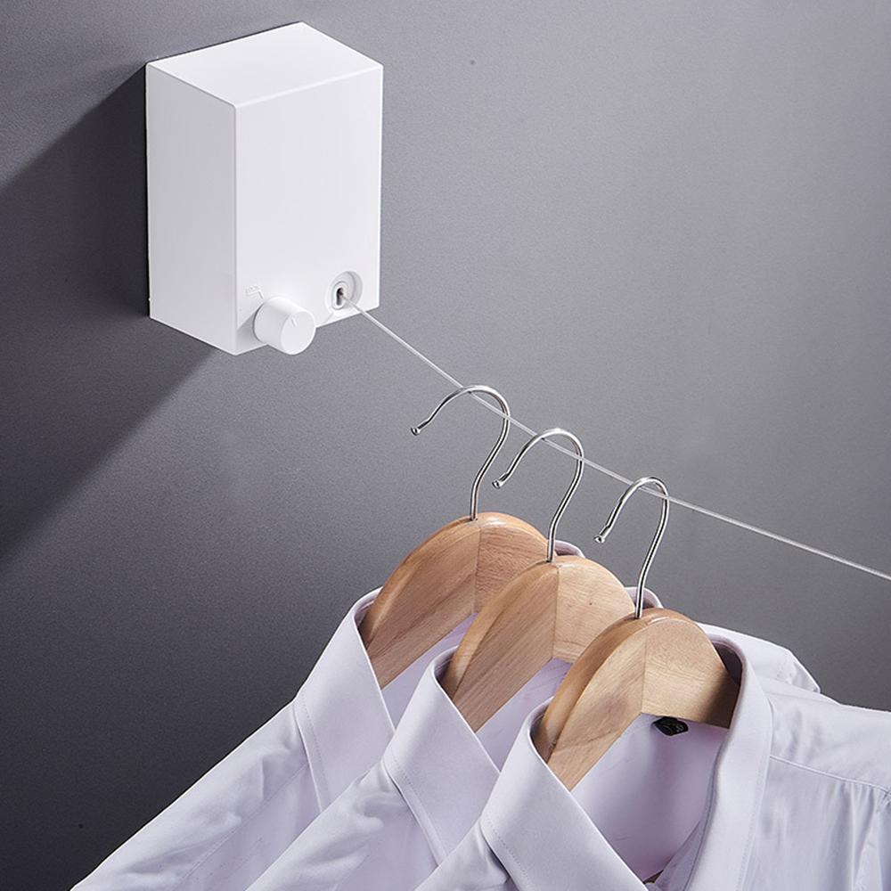 Retractable Clothesline Washing Clothes Hanger Laundry Drying Line Indoor Outdoor Wall-mounted Balcony Invisible Drying Lines 4M Stainless Steel