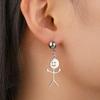 My Shape Middle Finger Stickman Earrings Funny Doodle Stud Earrings Stainless Steel Earrings Hip Hop Jewelry Valentine's Day