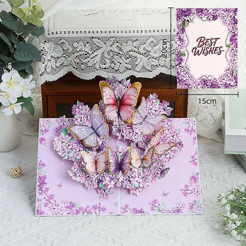 3D Pop-Up Butterfly Card, Greeting Card with Gold Foil Stamping & Envelope, Colorful Pop-Up Butterfly Birthday Card for Birthdays, Mother's Day, Valen