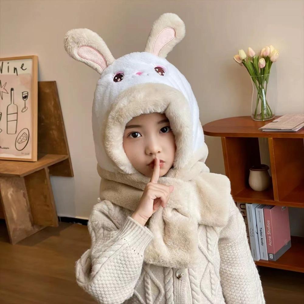 Cartoon Baby Hat With Scarf Windproof Beanie Hat Scarf Fashion Scarf Set Hooded  Children