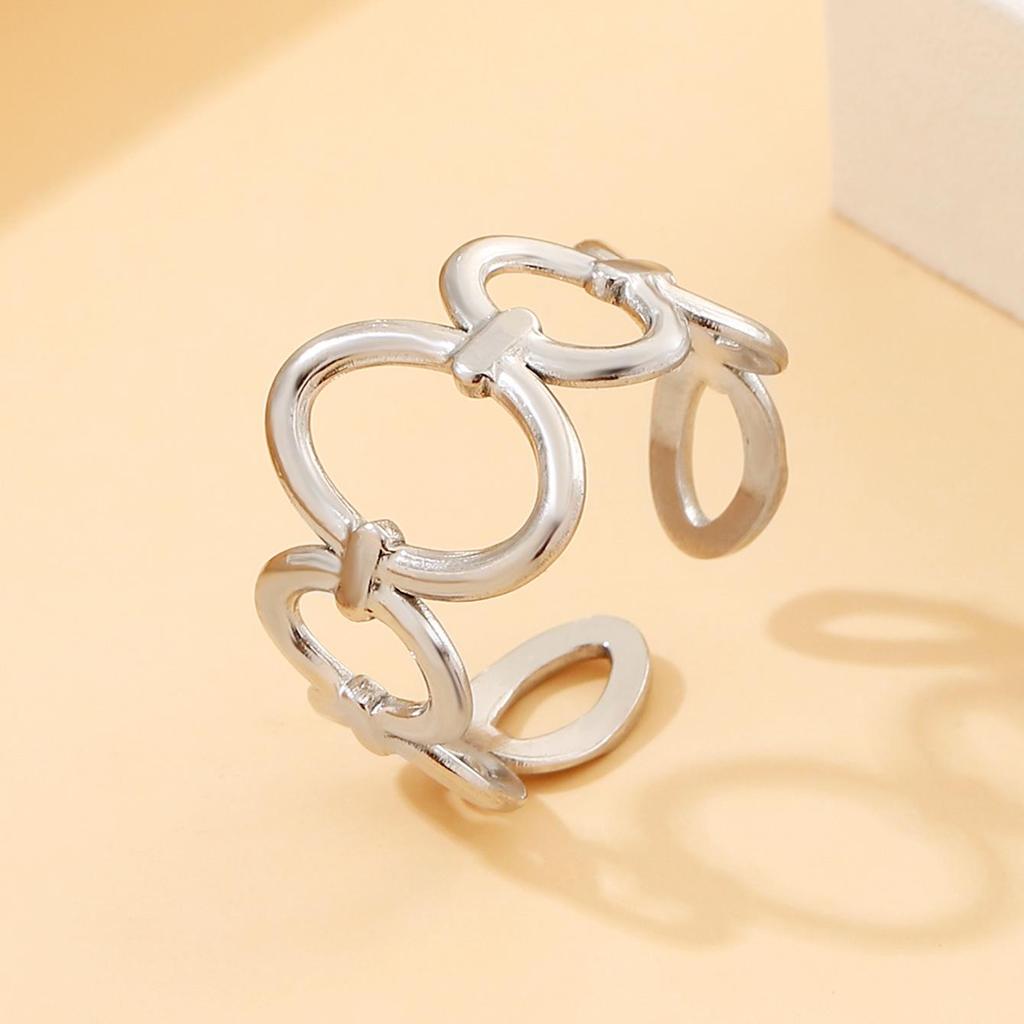 European American Geometric Stainless Steel Gold-Plated Open Ring - Colorfast Titanium Jewelry