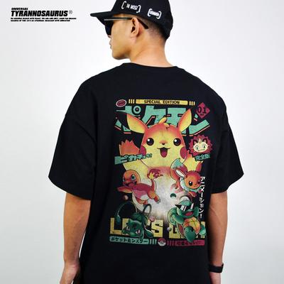 Japanischer Stil Anime Pokémon Haustier Monster Pikachu Kurzarm T-Shirt Kleidung für Männer und Frauen Trendig für den Sommer