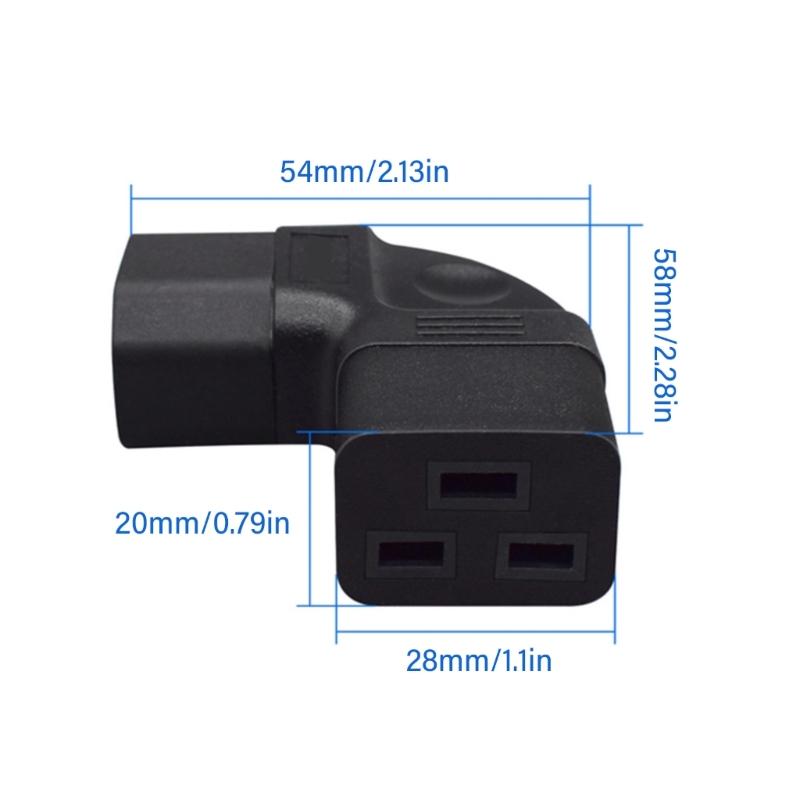 Heavy Duty C14 to C19 Power Cord Adapters 10A Input 15A Output 90 Degree Bend PDU Converters for Industrial Devices