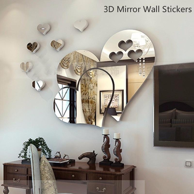 

3D Mirror Heart Wall Decal Stickers Lovely DIY Home Art Mural Decoration Room