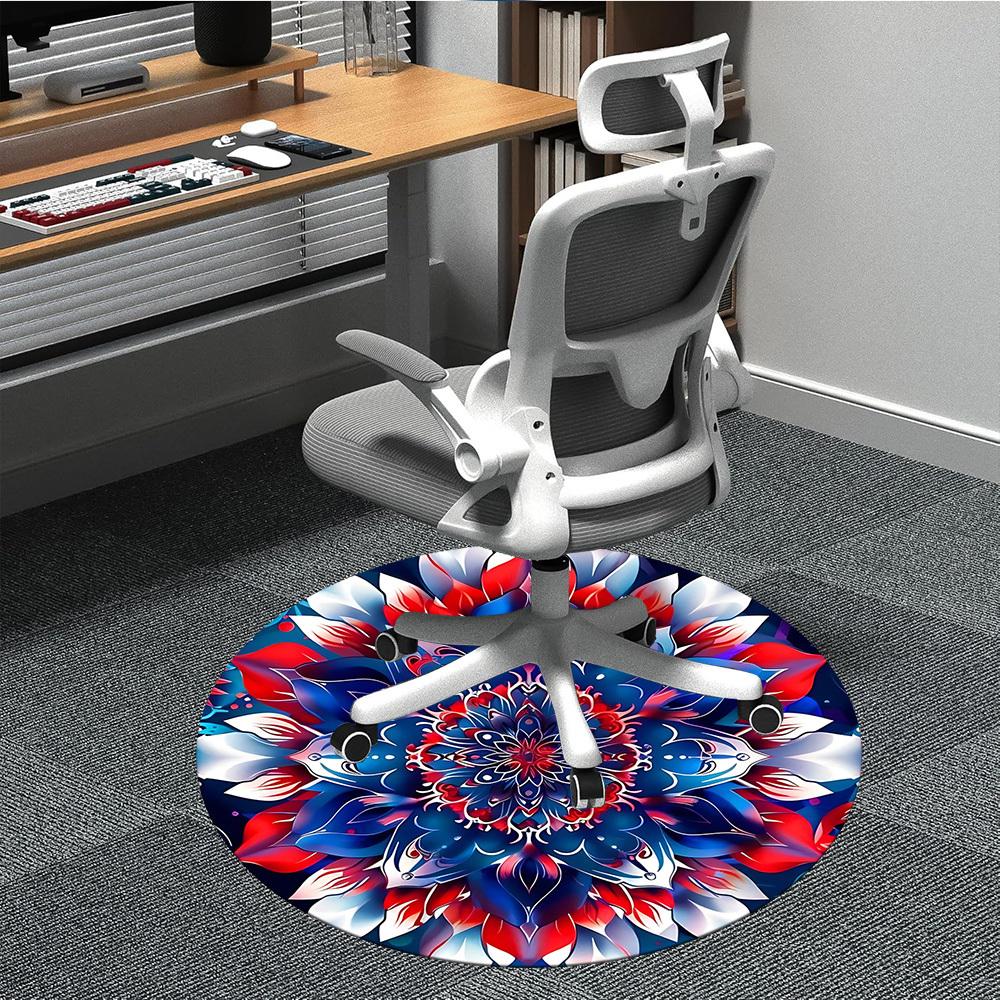 1pc Floral Mandala Design Carpet, Round Non Slip Durable Large Size Office Carpet, Suitable for Office