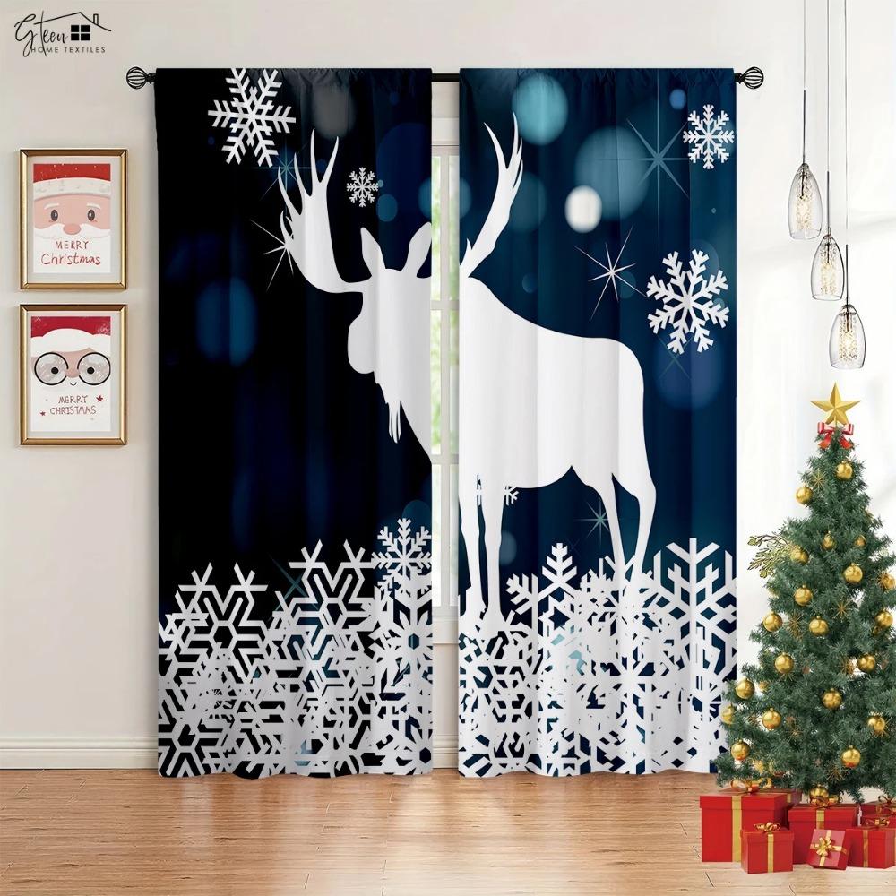 Christmas Ornament Drapes Christmas Tree Gifts Fireplace Livingroom Space Bedchamber Children Latest Festival 3D Printing Drapes