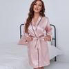 Piżama damska letni lodowy jedwab seksowny szlafrok piżama z długimi rękawami sznurowane krótkie ubrania domowe wiosenna i jesienna panna młoda suknia poranna