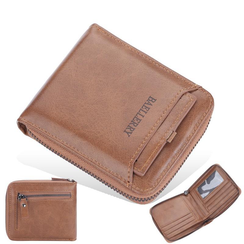 Wallet Men's Short Retro Multi Slot Zipper Youth Driver's License Bag