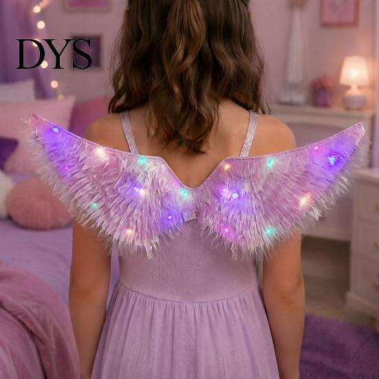 LED Costume Accessories Light-Up Angle Wing, Glowing Feather Wing for Kids Girls, Wings with Lights Fairy Props Christmas Halloween Stage Performance