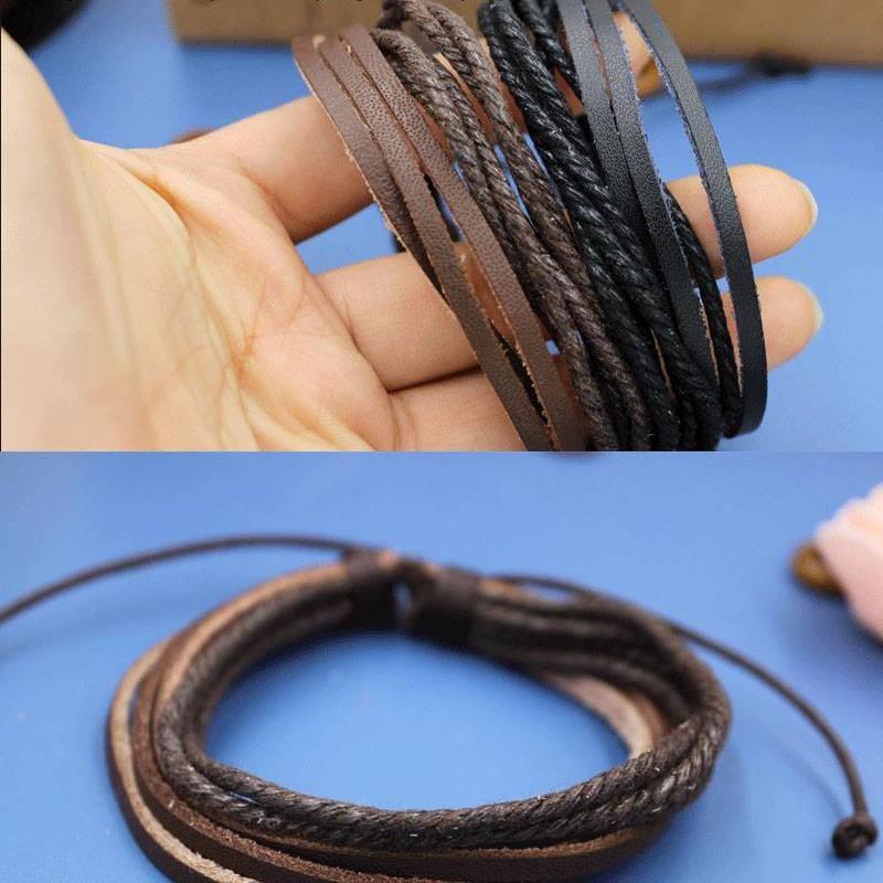 Trendy Handwoven Multilayer Leather Wristband For Couples Elegant Durable Gift Idea