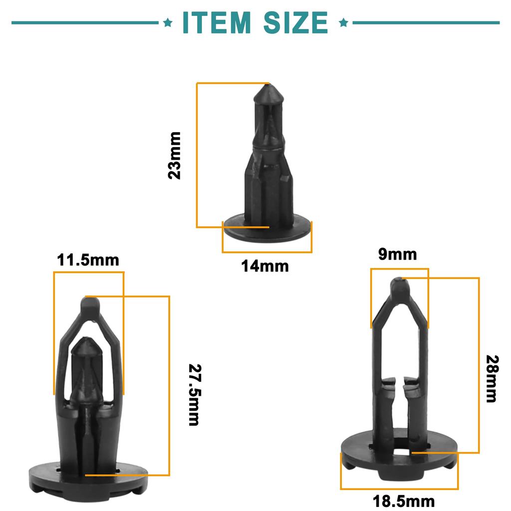 ACROPIX Kunststoffniet Niet Halter Kotflügel Stoßstange Clip 9mm Lochdurchmesser Universal Drucktyp Schwarz 20 Stück