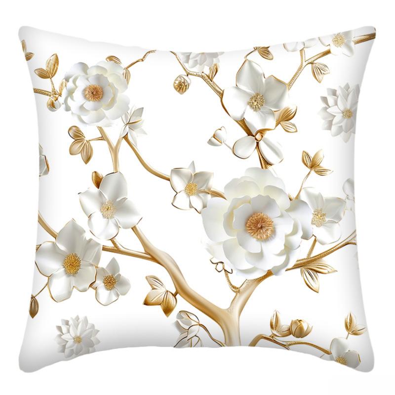 Oil Painting Printed Pillowcase Home Sofa Cushion Pillowcase Car Waist Cushion Cushion Golden Flower Pillowcase