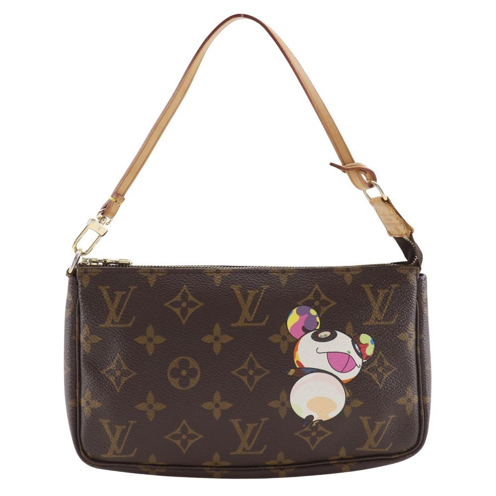 Louis Vuitton Pochette Accessoires Pouch M51981 Panda Takashi Murakami Collaboration Accessory Pouch Brown Monogram Canvas Women Used