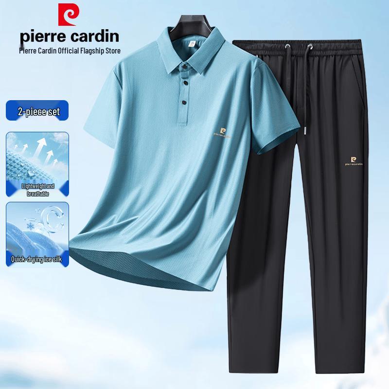 

Pierre Cardin Men s Ice Silk Short Sleeve T-shirt & Shorts Set 4XL