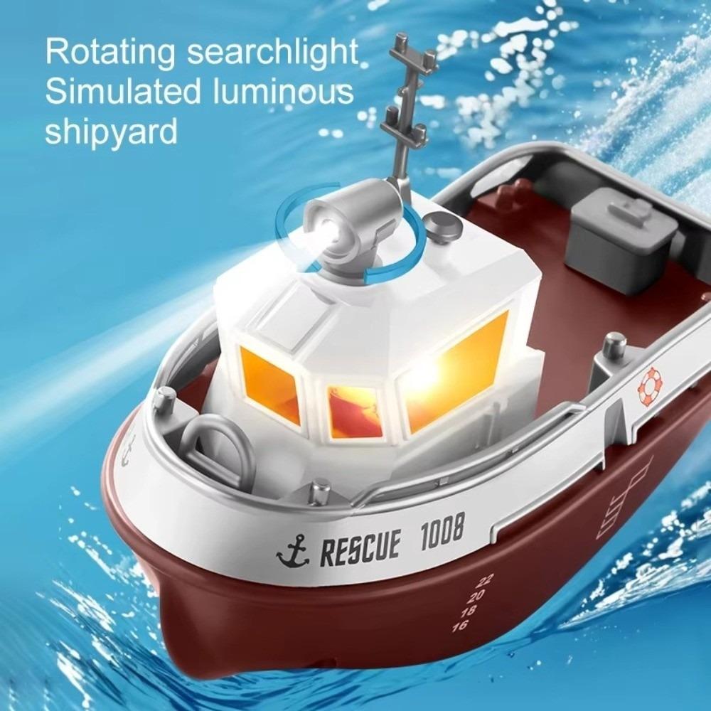 With Lights RC Boat Toy Wireless Remote Controlled RC Mini Boat Model Toy Tugboat Model Toy Gift