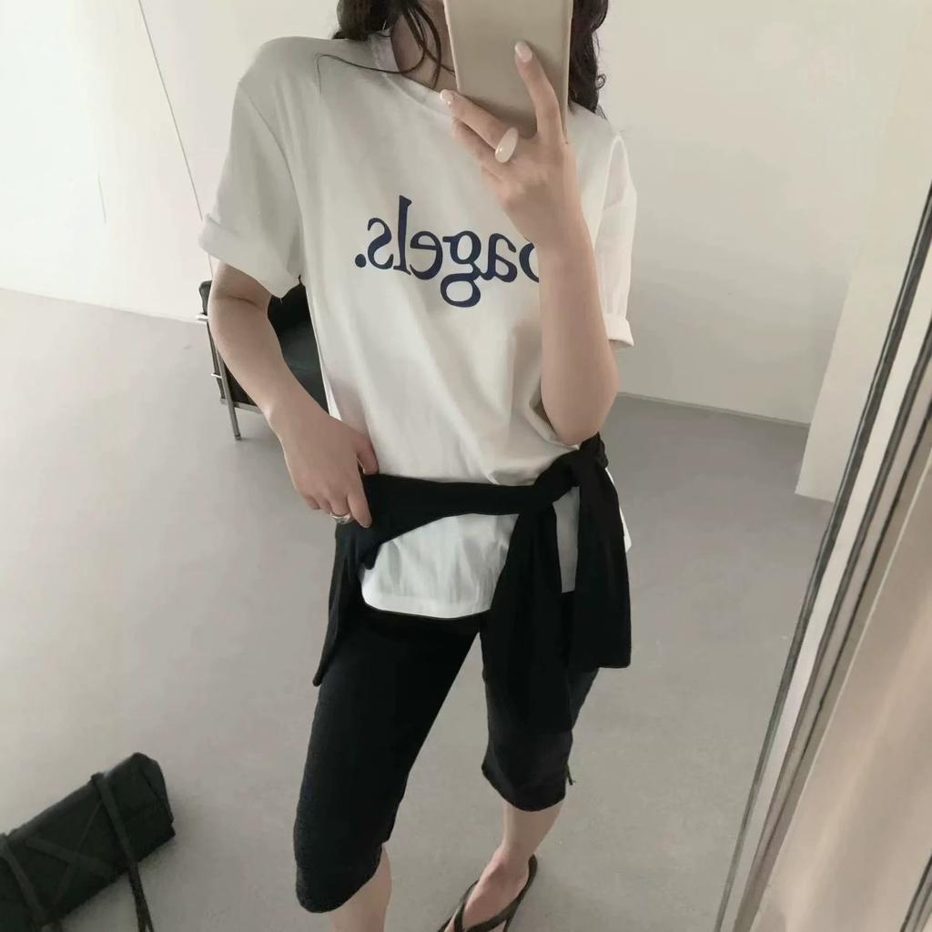 In the summer of 2026, the new Korean version of the letter-printed round neck loose casual versatile short-sleeved T-shirt women's top trendy ins