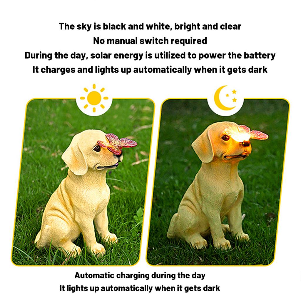 Solar,powered Cute Dog , Light, Outdoor , Garden , Ambient Light, Simulated Animal Resin Craft.