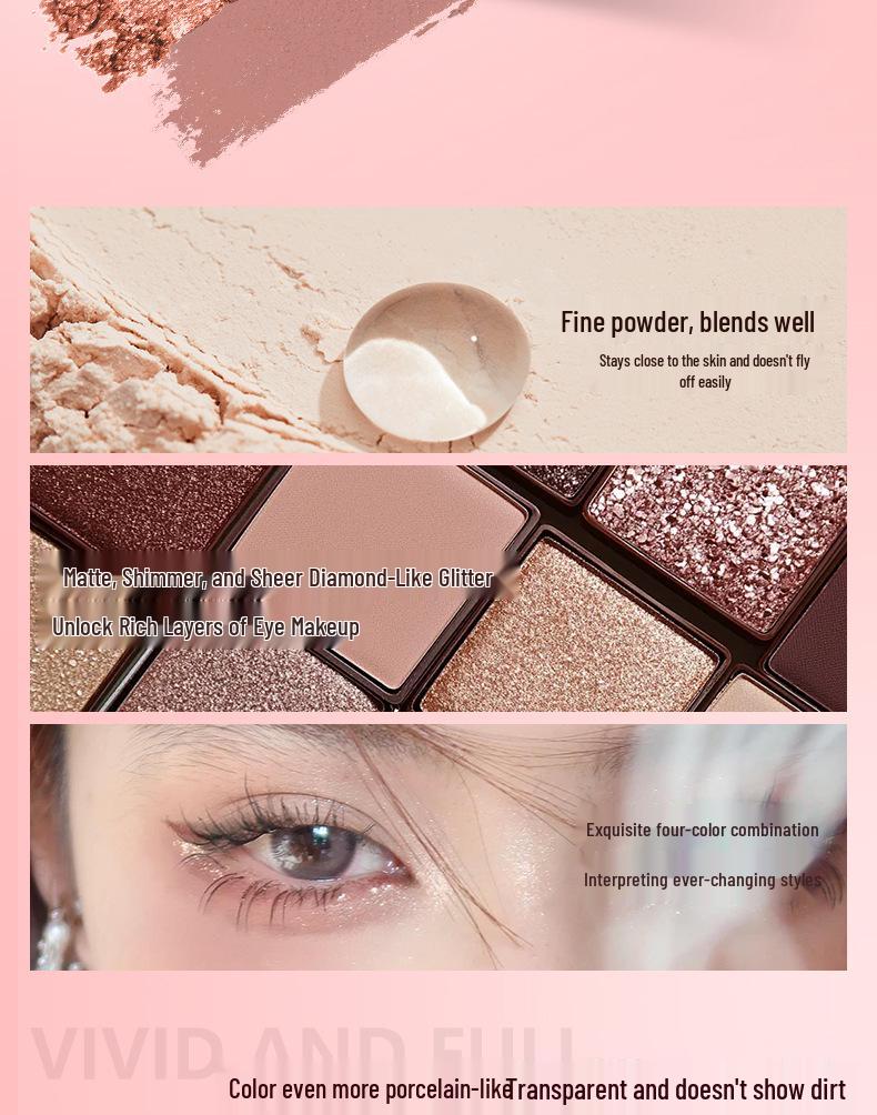 LECOVER Four-Color Eyeshadow Palette: Matte, Pearl, Fine Shimmer & Super Flash Highlights for European and American Styles