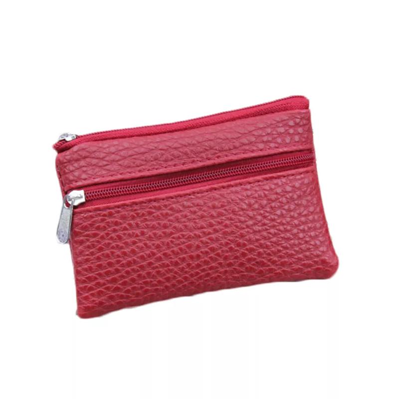 1pc Wallet Pouch Small Coin Purse New PU Leather Solid Color Storage Card Holder Korean Zipper